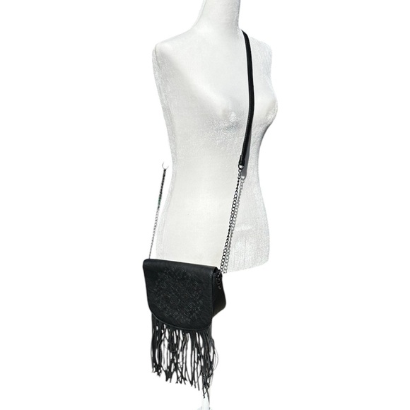 Laura Janelle by Cousin Black Fringe Crossbody Bag - Picture 1 of 9